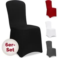 Detex Stuhlhusse, 6er Set Stretch Hussen für Stühle OEKO-TEX Stuhlüberzug Schwarz