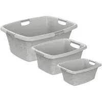 ROTHO Wäschewanne Flowers Wäschekorbset 3 tlg. 12l 25l 50l, Kunststoff (PP) BPA-frei (Wäschewannenset, Set 3-tlg), belastbare Tragegriffe