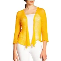 Caspar Strickjacke STJ022 angenehm leichter Damen Sommer Bolero mit 3/4 Arm