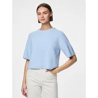 pieces Strickpullover PCSILLY SS O-NECK KNIT NOOS BC mit weiten, kurzen Ärmeln