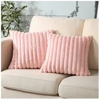 OKWISH Kissenbezüge 2er Set Flauschig Plüsch Deko Dekokissen Sofakissen Zierkissenbezüge, (2 Stück), 50x50 cm Sofakissen Couchkissen Bezug Sofa Schlafzimmer Reißverschluss