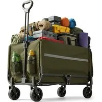 relaxdays Bollerwagen Faltbarer Bollerwagen mit Heckklappe, grün