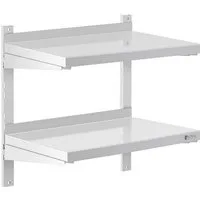 Royal Catering Hängeregal 60 x 40 cm Wandbord Doppel Wandregal Edelstahl Regal 2 Ablagen, verschiedene Größen
