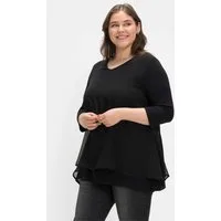 Sheego T-Shirt 3/4-Arm-Shirt 3/4-Arm mit Chiffon-Oberteil