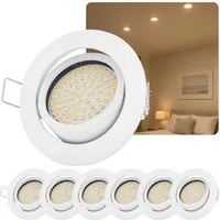 Sweet LED LED Einbaustrahler 6er Set flach Deckenspots dimmbar 5W weiß, Dimmfunktion, LED fest integriert, warmweiß, 3000K, Deckenspots, Deckenstrahler, Einbauleuchten
