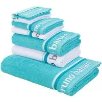 Bruno Banani Handtuch Set Maja, 1 Duschtuch, 2 Handtücher, 2 Gästehandtücher, 2 Waschhandschuhe, Walkfrottee (Set, 7-St), mit Bordüre und Markenlogo, 7 teiliges Handtücher Set, 100% Baumwolle