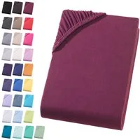 Visaggio Spannbettlaken Jersey aus 100% Baumwolle Spannbetttuch Bettlaken, Jersey, Gummizug: rundum, Spannbettlaken, für Matratzenhöhen bis 22 cm, Steghöhe 30 cm