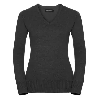 Russell Collection - Sweatshirt V-Ausschnitt für Damen (Holzkohle-Mergel)