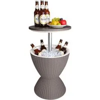 relaxdays Outdoor-Flaschenkühler Beistelltisch mit Kühlfunktion 30 L, Beige