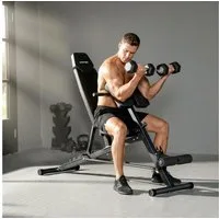 SPORTNOW Hantelbank mit Beinstrecker, Curlpult, 6-Fach Rückenlehne, verstellbar Sitz, (Trainingsbank, 1-tlg., Schrägbank), 150 kg Last für Ganzkörpertraining Home Gym