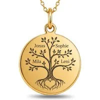BS Schmuckdesign Kette mit Anhänger mit Gravur Personalisierte Familienkette Lebensbaum Namenskette aus Edelstahl (inkl. Gravur), personalisiert inkl. Geschenkbox