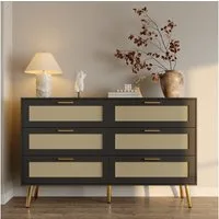 FUFU&GAGA Kommode Kommode mit 6 Schubladen, Schwarz, MDF, 120×34×74,5 cm