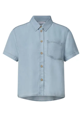 Street One - Kurzarm-Bluse blau - Gr. - 40