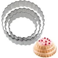 WESTMARK Ausstechform Terrassenkeks-Set Kreis, Gewellte Kanten, 3-teilig, Größen: ø 4,5,6 cm, Edelstahl