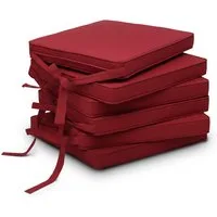 Beautissu Stuhlkissen 6er Set Loft SK Stuhlkissen Rot, 45x40x5cm, Stuhlpolster mit Bändern Sitzkissen für Stühle, rutschfest