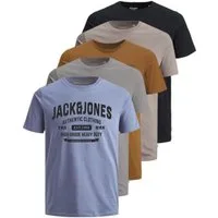 Jack & Jones Print-Shirt Bedrucktes T-Shirt aus Baumwolle (5er-Pack)