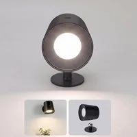 ZMH LED Wandleuchte Leselampe Schwarz Akku 360° Drehbar Touch Control 3 Helligkeitsstufen, Mit Fernbedienung Augenschutz, LED fest integriert, 3000-6500K, USB-Ladefunktion, Wohnzimmer