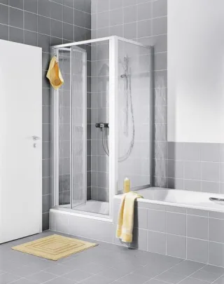 Kermi Falttür Nova 2000 FTD 0900x2000, silber mattglanz, Kunstglas Kerolan Fontana N2FTD0902011K