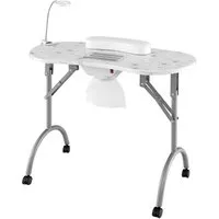 COSTWAY Maniküre-Pediküre-Set, Maniküretisch klappbar mit LED