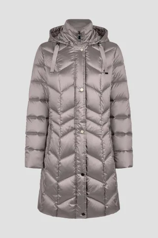 Barbara Lebek - Daunenkurzmantel mit Kapuze ohne Pelz light taupe - Gr. - 48