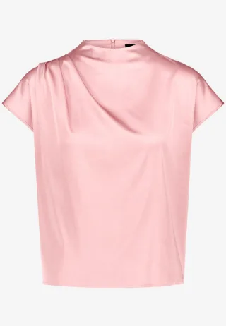 zero - Glänzende Bluse mit Wasserfallausschnitt pink - Gr. - 38