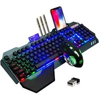 ZIYOU LANG Kabellose Gaming-Tastatur-Maus-Kombination mit mechanischem Gefühl Gaming-Tastatur (gebürstete Aluminiumlegierung)
