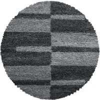 Stilvoll Günstig Hochflor-Teppich für Wohnzimmer und Schlafzimmer Kariertes Design, Rund, Höhe: 30 mm