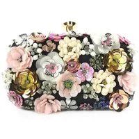 Zaewry Abendtasche Damen-Clutch mit Blumenmuster, Abendhandtasche, Schultertasche, mit Kettenriemen
