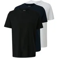 s.Oliver T-Shirt Rundhals-Ausschnitt, kurzarm, 3er Set (Set, 3-tlg., 3er Pack) Baumwoll-Jersey, Rippblende