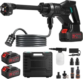 Hcalory E2 6 in 1 1000PSI High Pressure Car Washer Dual Batteries Water Washing Machine with Ergonomic Grip for Car Pati