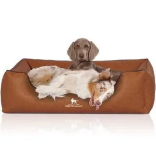 Knuffelwuff Hundebett Henderson aus marmoriertem Kunstleder terracotta XXXL