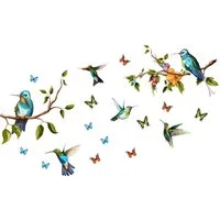 Zyronn Wandtattoo Hängende Rebe Blumen Wandaufkleber Blüten Blätter Vögel Wandsticker, Wohnzimmer Schlafzimmer Badezimmer Sofa Hintergrund Wanddeko