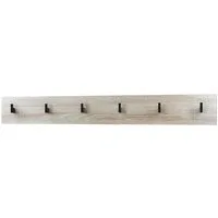 Vladon Garderobenpaneel Linea V1 (Wandgarderobe, mit 6 Kleiderhaken), Eiche sägerau (110,5 x 14,5 x 3,5 cm)