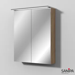 Sanipa Reflection Spiegelschrank MALTE 60 mit LED-Aufsatzleuchte, Eiche-Kansas SD15059