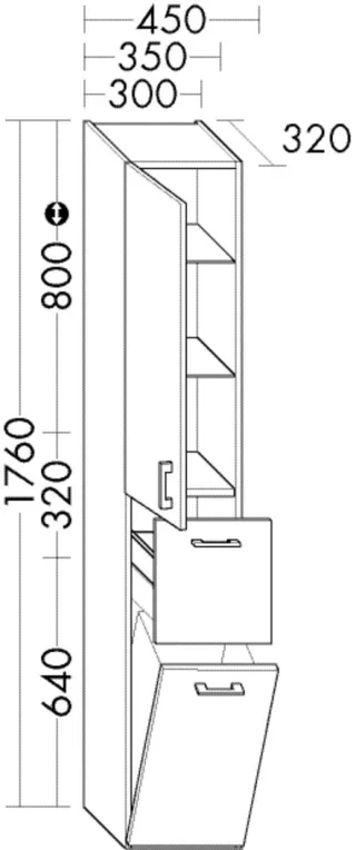 Burgbad Hochschr.Sys30 PG2 Echo 1760x300x320 Eiche Dekor Baumwolle, HSZL030LF6922 HSZL030LF6922