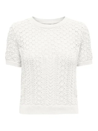 ONLY - ONLSAGA SS O-NECK KNT NOOS Cloud Dancer - Gr. - L