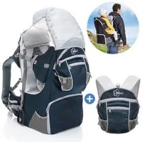 Fillikid Babytrage Blau, Rückentrage für Baby & Kleinkind mit Sonnenschutz, Kraxe zum Wandern