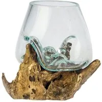 More2Home Dekovase Teak-Dekowurzel DROP-5, Glas mundgeblasen, 13 cm hoch