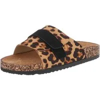 Ital-Design Bequeme Damenschuhe mit Klettverschluss für die Freizeit Pantolette (89852810) Flach Pantoletten in Braun