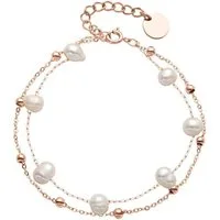 JEWLIX Edelstahlarmband Roségold mit Süßwasserperlen in Weiß B5285-R