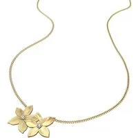 Fossil Kette mit Anhänger Schmuck Geschenk Edelstahl Halskette Blume Sutton, mit Glasstein