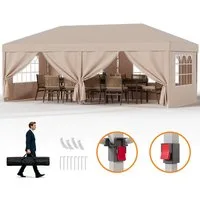 HOMALL Faltpavillon 3x6m Wasserdicht Gartenzelt Pop Up Gartenpavillon mit 6 Seitenteilen, mit 6 Seitenteilen