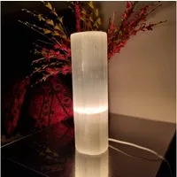 Landster Nachttischlampe Selenite Lampe Turm lampe tischleuchte Kristall Lampe Tischlampe