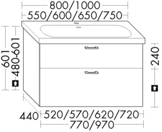 Burgbad Waschtischunterschrank System 30 Preisgruppe 2 Echo 601x520x440 Tectona Dekor Zimt WYTS052F6326