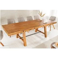 riess-ambiente Esstisch FINCA 165-240cm vintage braun - recyceltes Pinienholz, 2 Ansteckplatte (Einzelartikel, 1-St), Industrial Design mit Querstrebe – ideal für bis zu 12 Personen