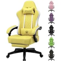 GTPLAYER Gaming-Stuhl Ergonomischer Gaming Sessel Schreibtischstuhl aus Stoff/Kunstleder (Pacekung), Federsitzkissen mit Fußstütze
