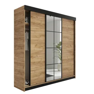 Kier Furniture Schiebetürenschrank, Braun, Holzwerkstoff, 200x205x59 cm, Schlafzimmer, Kleiderschränke, Schwebetürenschränke