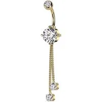 Taffstyle Bauchnabelpiercing mit doppeltem Zirkonia Kristall Kordelketten Schmuck Anhänger, Elegantes Bauchnabelpiercing Banane Piercing Schmuck Stecker