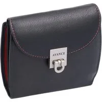 GlücksNugget Geldbörse Schwarze Leder Brieftasche mit roter Naht und Sicherheitsriegel