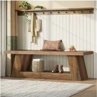 Tribesigns Schuhbank 160 cm lange Holzbank für den Eingangsbereich mit Ablage (160 x 35 x 45 cm für Flur, Wohnzimmer, Schlafzimmer und Küche), rustikale, extra lange Bank, schmale Sitzbank mit zwei Ebenen